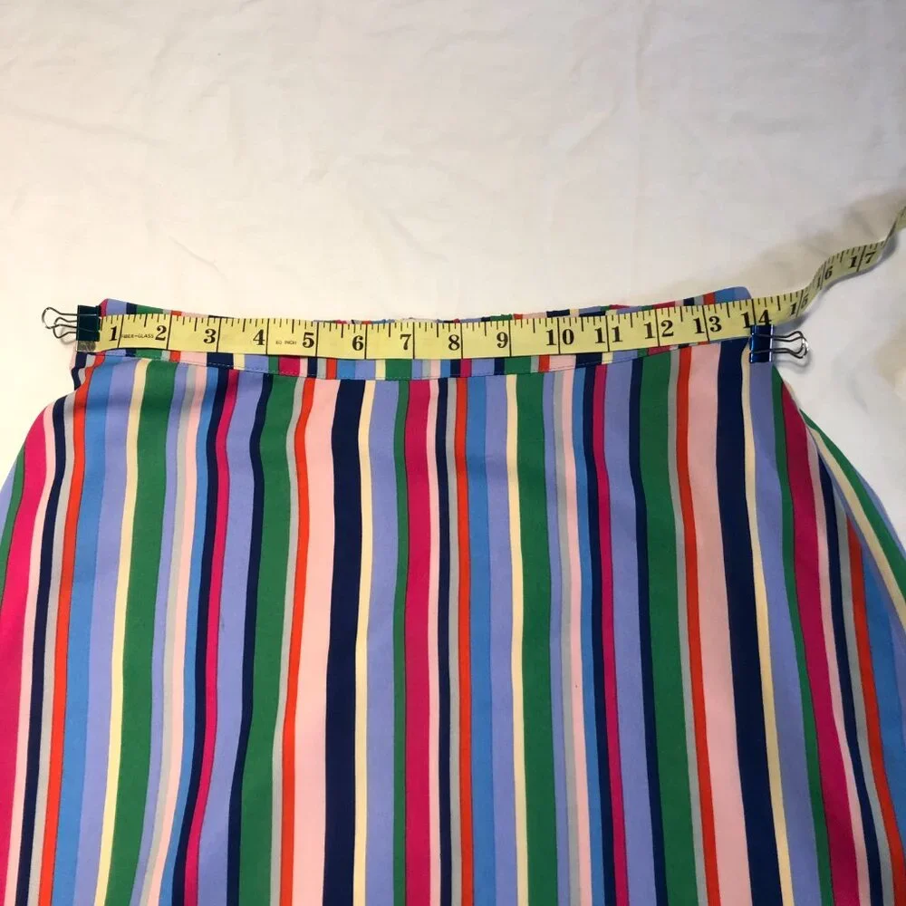 A New Day Midi Multicolor Striped Asymmetrical Hem Skirt Size Small